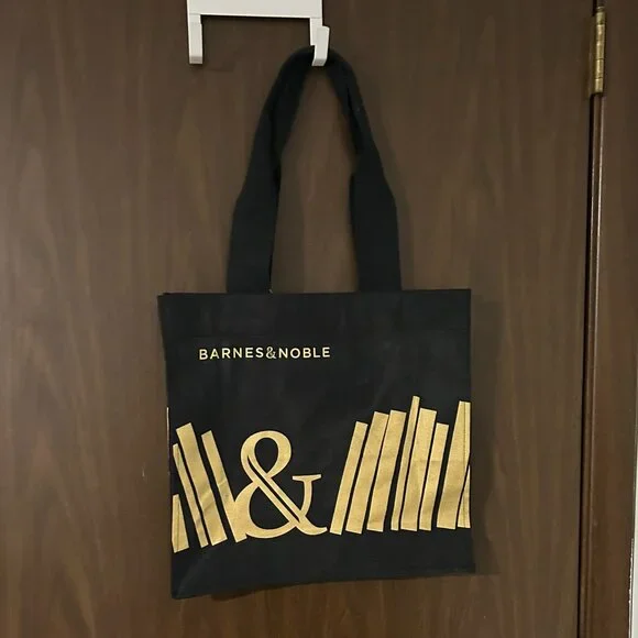 Barnes & Noble Book Tote Bag 100% Organic Cotton Black and Gold NWT - Picture 2 of 3